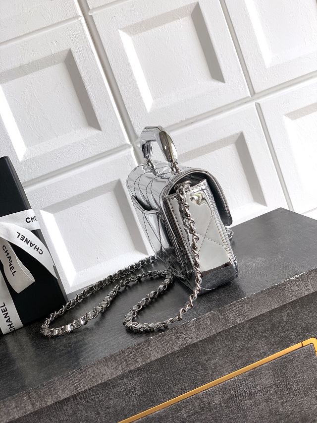 CC original patent calfskin small clutch AS5805 silver