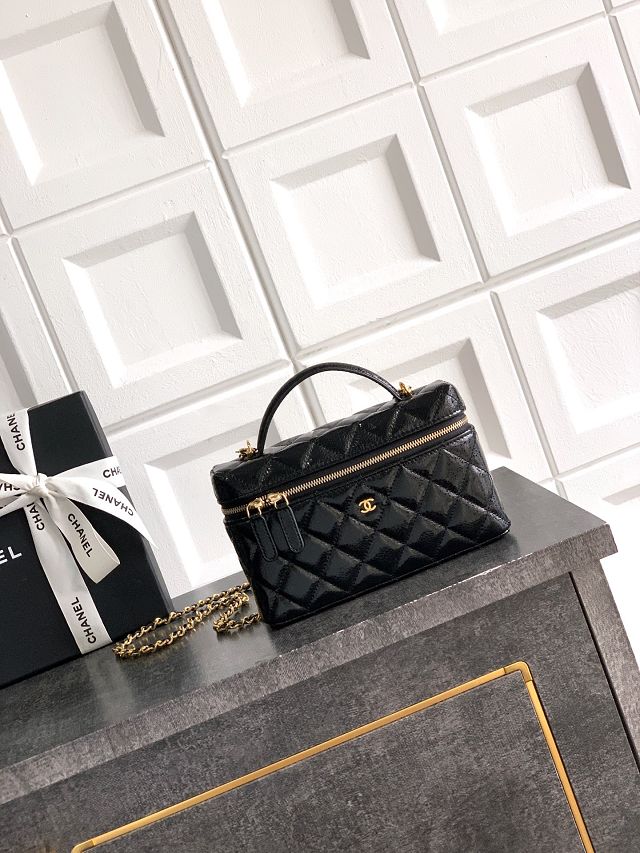 CC original patent calfskin vanity with chain AP4385 black