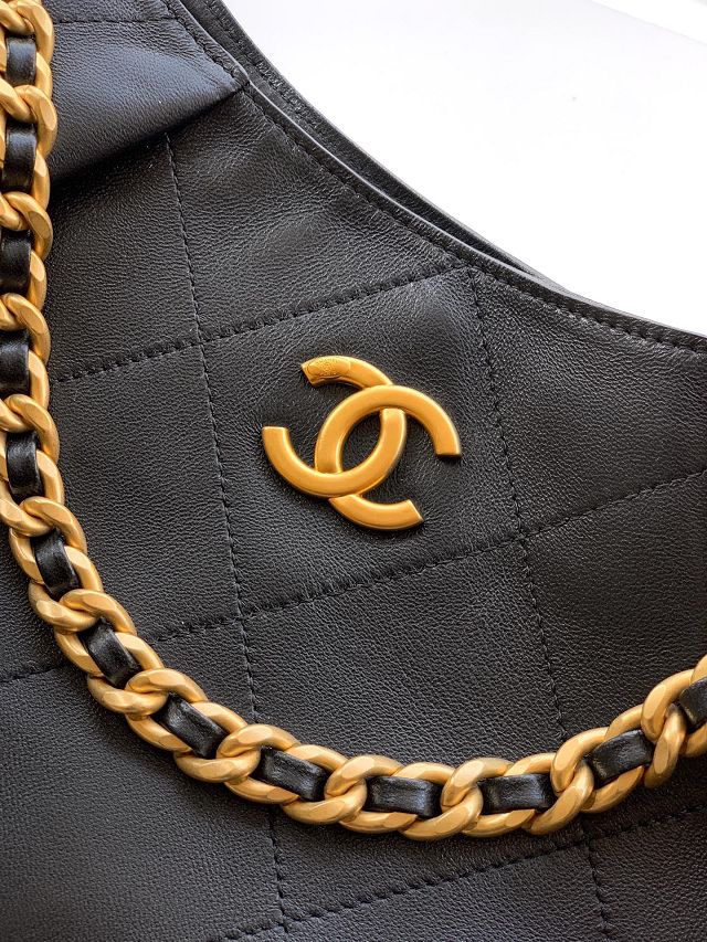 CC original calfskin maxi hobo bag AS6016 black