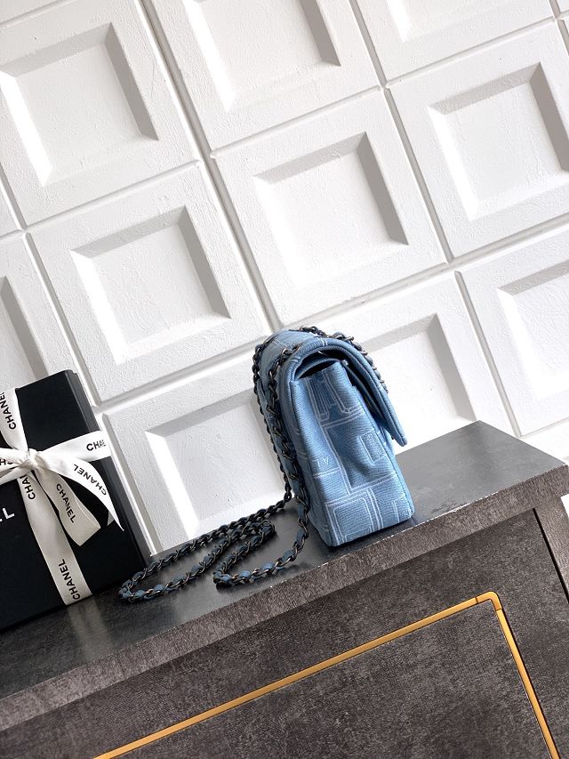 CC original denim medium flap bag A01112 blue