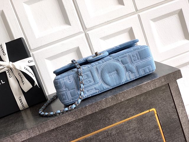 CC original denim medium flap bag A01112 blue