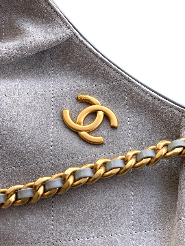 CC original suede calfskin large hobo bag AS5978 light grey