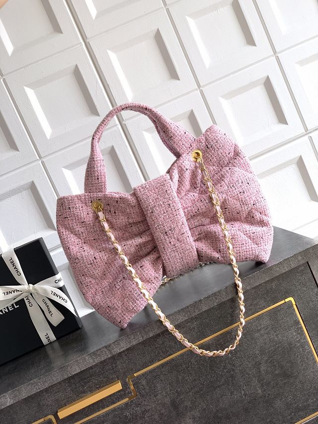 CC original tweed large handbag AS5851 pink