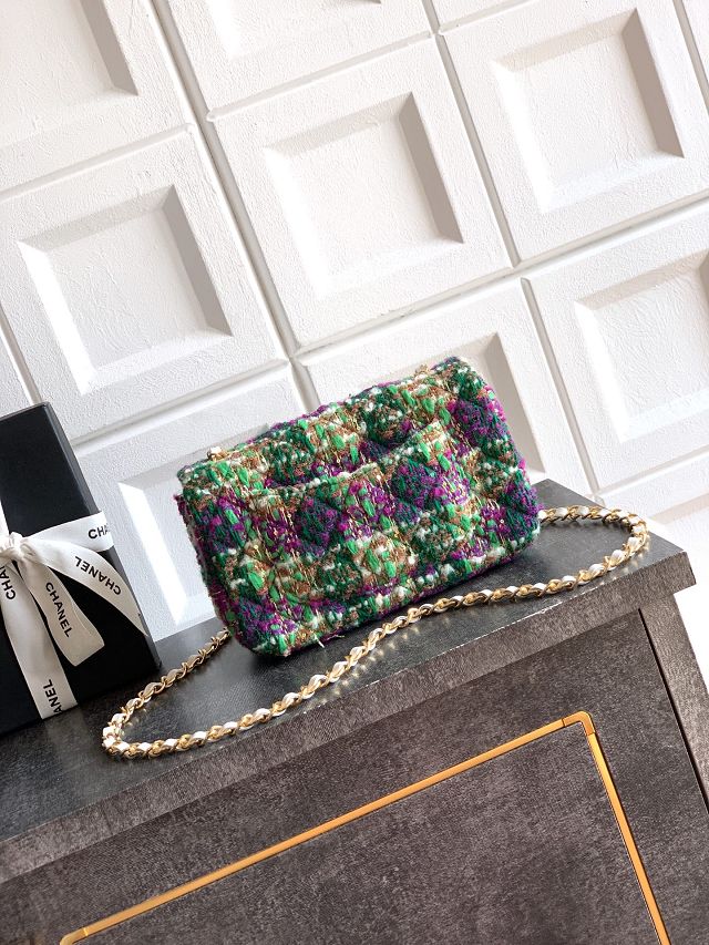 CC original tweed mini flap bag A69900 green