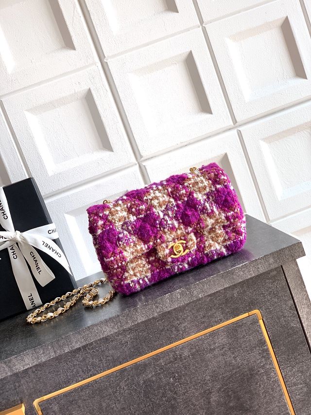 CC original tweed mini flap bag A69900 purple