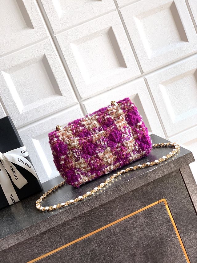 CC original tweed mini flap bag A69900 purple