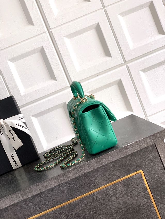 CC original lambskin top handle flap bag AS1790 green