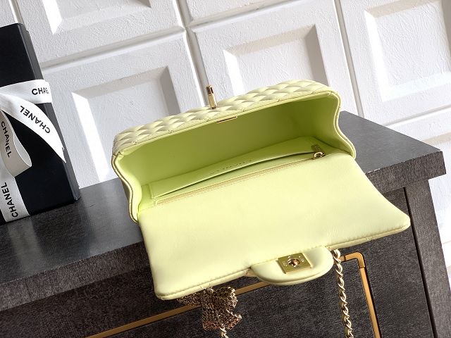CC original lambskin top handle flap bag AS1790 yellow