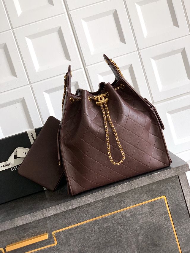 CC original grained calfskin 25 medium handbag AS5311 dark brown