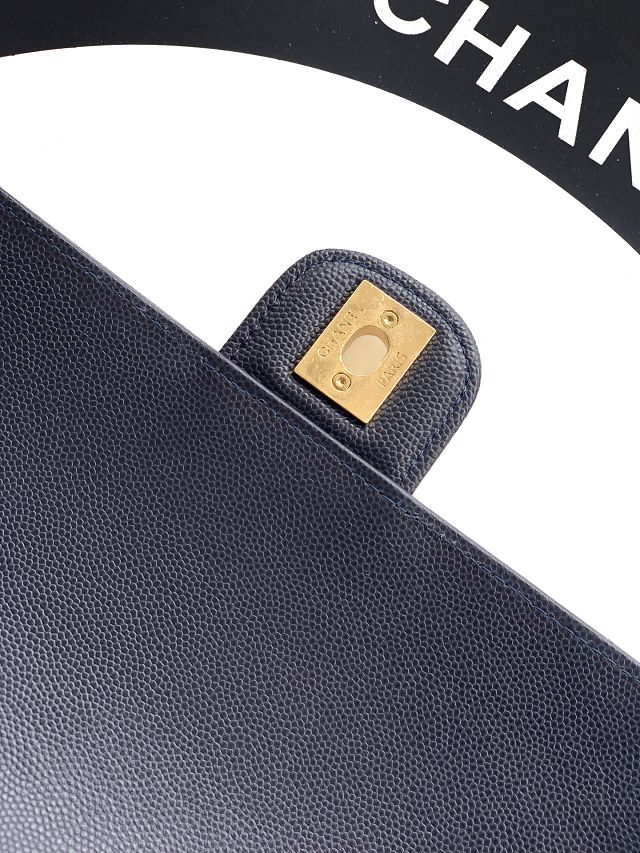 CC original grained calfskin small flap bag AS6130 dark blue