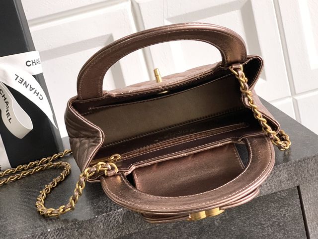 CC original calfskin mini shopping bag AS4416 brozen