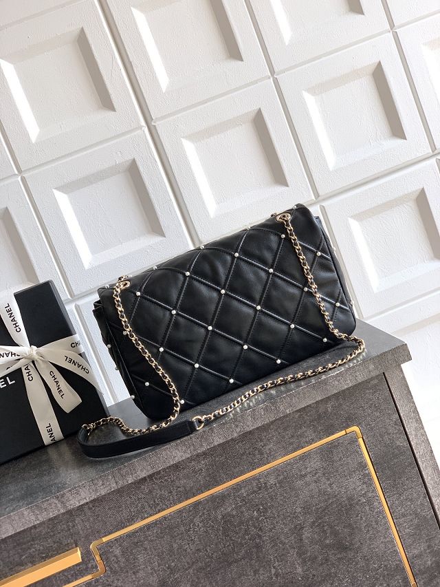 CC original lambskin medium flap bag AS1202 black