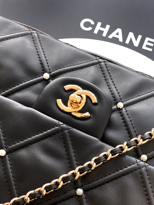 CC original lambskin medium flap bag AS1202 black