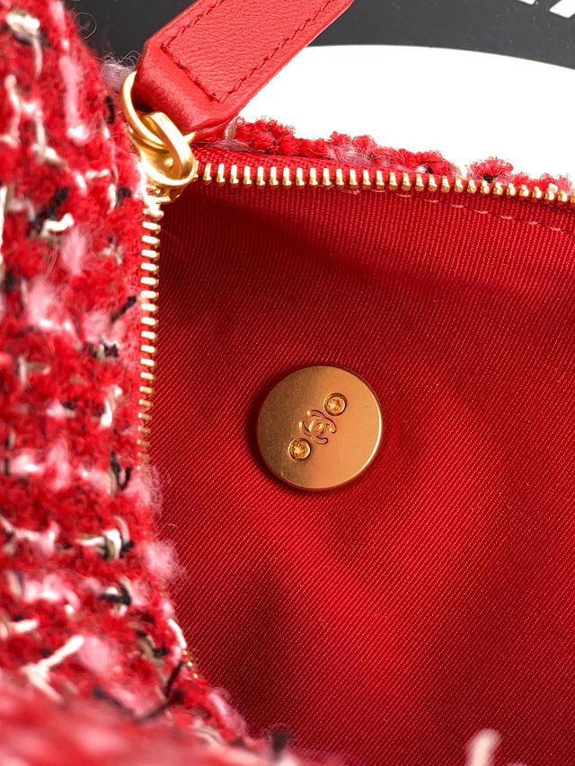 CC original tweed medium bowling bag AS5792 red