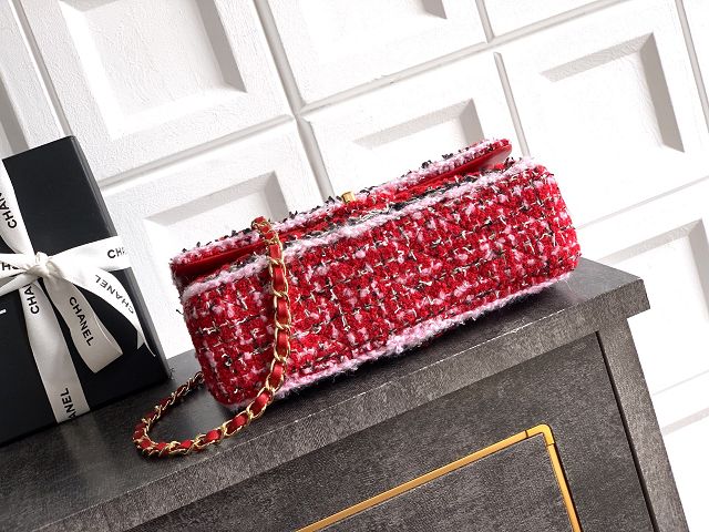 CC original tweed medium flap bag A01112 red