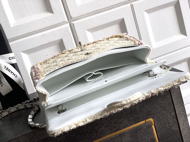 CC original tweed medium flap bag A01112 white&pink