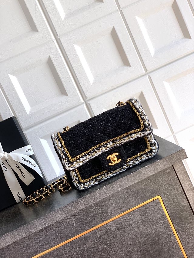 CC original tweed mini flap bag A69900 black