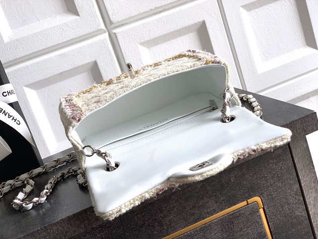 CC original tweed mini flap bag A69900 white&pink