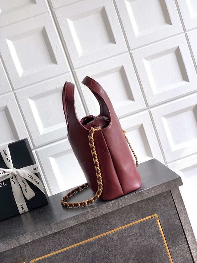 CC original calfskin small tote bag AS6132 bordeaux