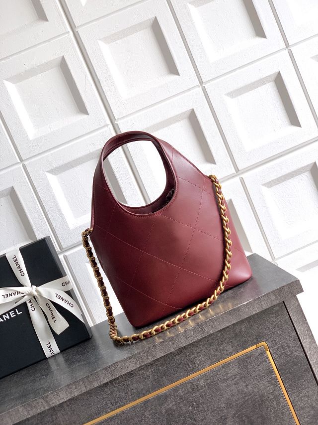 CC original calfskin small tote bag AS6132 bordeaux