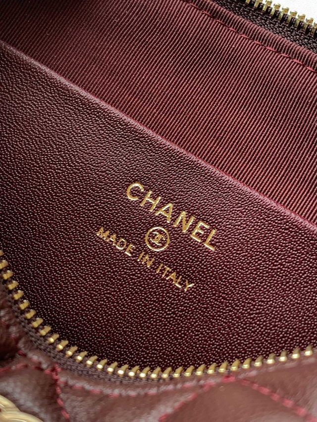 CC original grained calfskin clutch with chain AP4704 dark brown