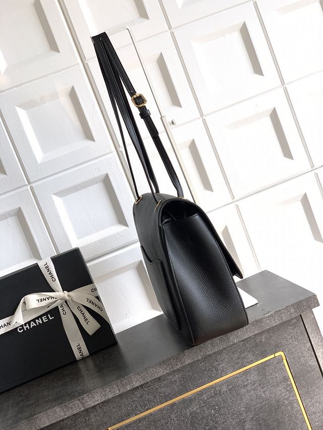 CC original grained calfskin maxi flap bag AS6233 black