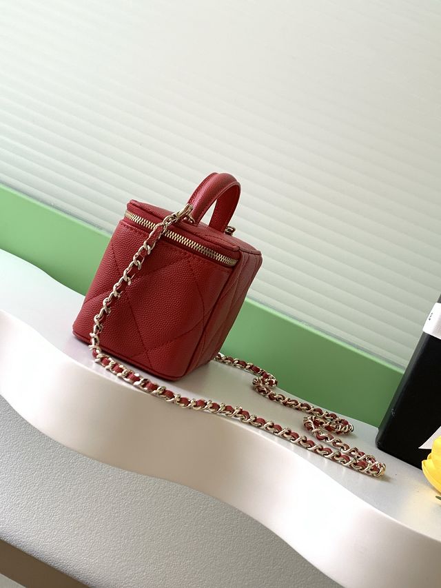 CC original grained calfskin vanity with chain AP4936 red