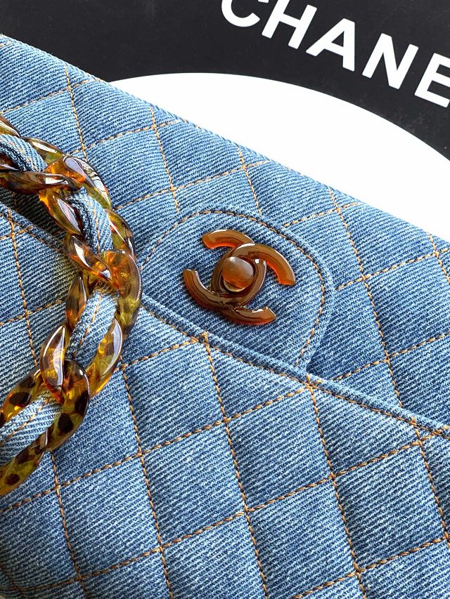 CC original denim medium flap bag A01112 blue