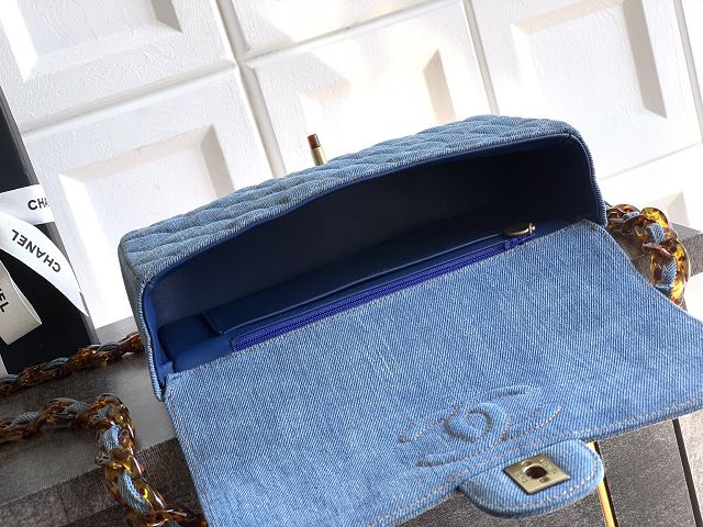 CC original denim medium flap bag A01112 blue