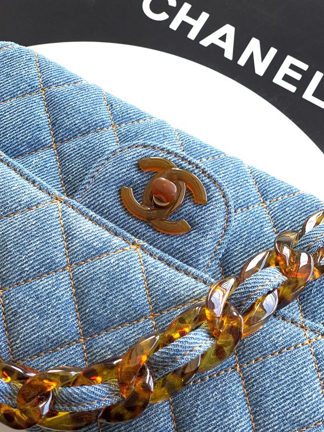 CC original denim mini flap bag A69900 blue