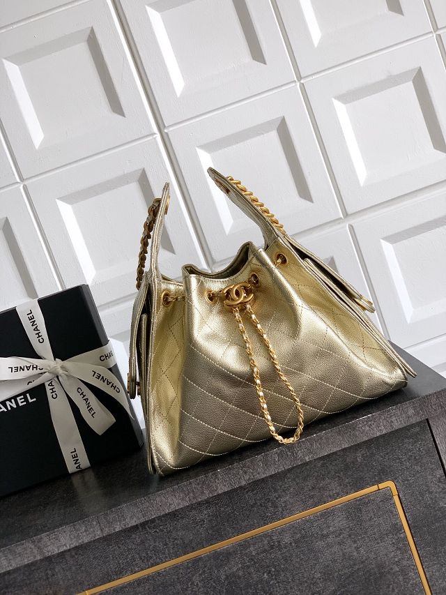 CC original grained calfskin 25 small handbag AS5293 light gold