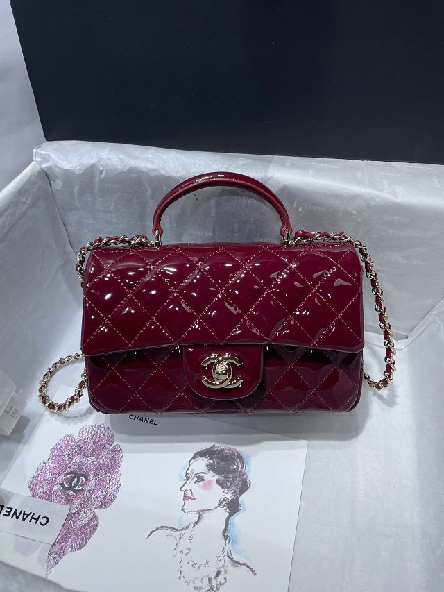 CC original patent calfskin top handle flap bag AS2431 