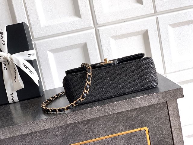 CC original straw mini flap bag A69900 black