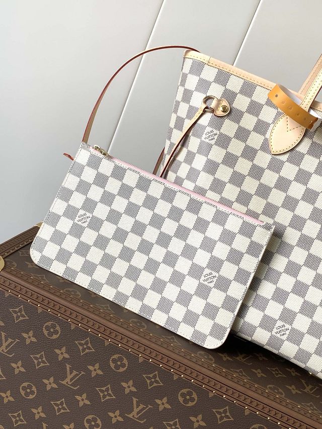 New Louis vuitton original damier azur neverfull mm N40604 pink