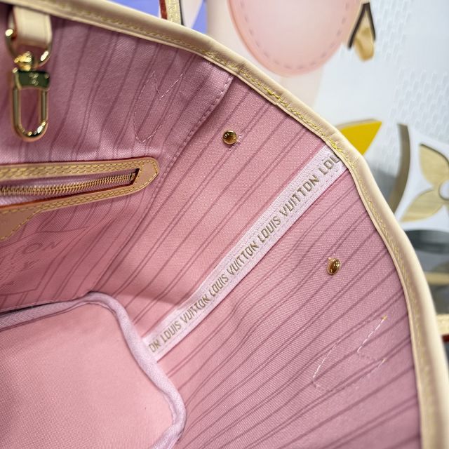 New Louis vuitton original damier azur neverfull mm N40604 pink