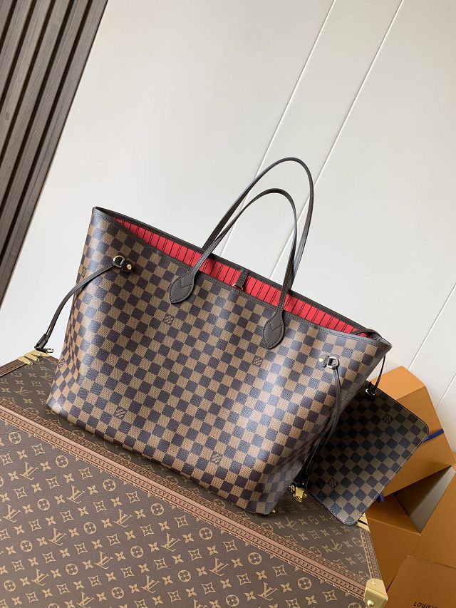 New Louis vuitton original damier ebene neverfull gm N41606 red