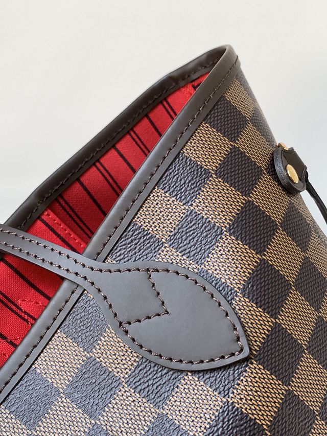 New Louis vuitton original damier ebene neverfull mm N40599 red