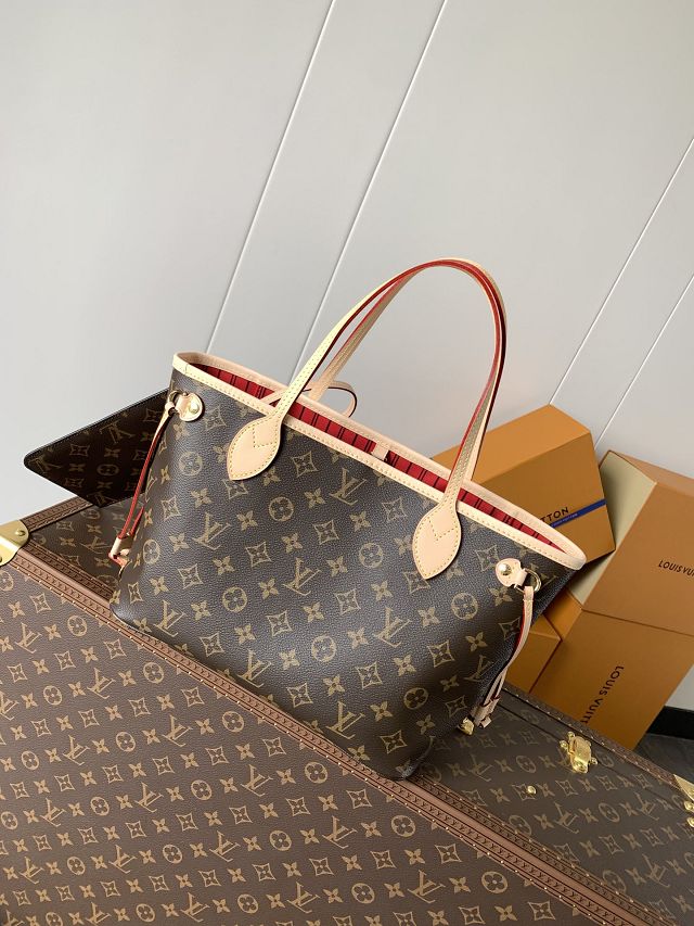 New Louis vuitton original monogram canvas neverfull pm M41000 red