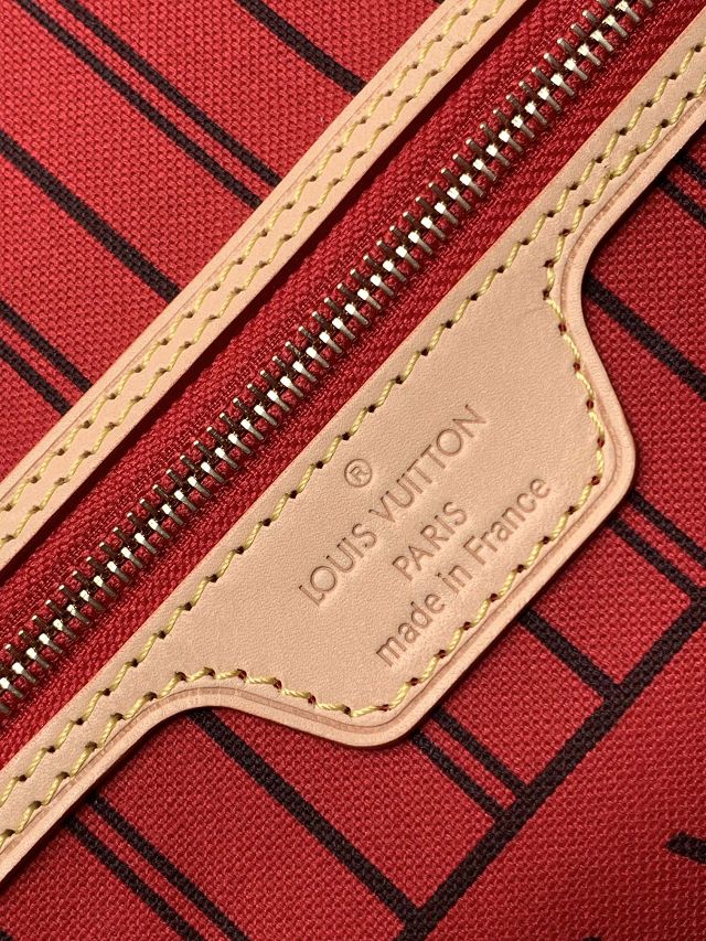 New Louis vuitton original monogram canvas neverfull pm M41000 red