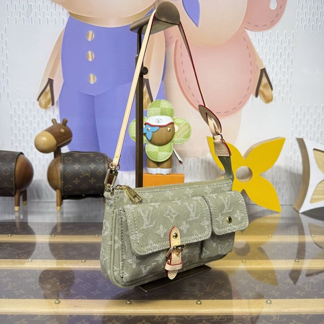 Louis vuitton original denim pochette accessoire cargo M27602 green