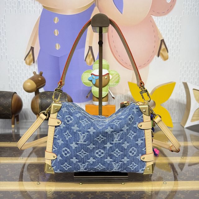 Louis vuitton original denim side trunk MM M27450 blue