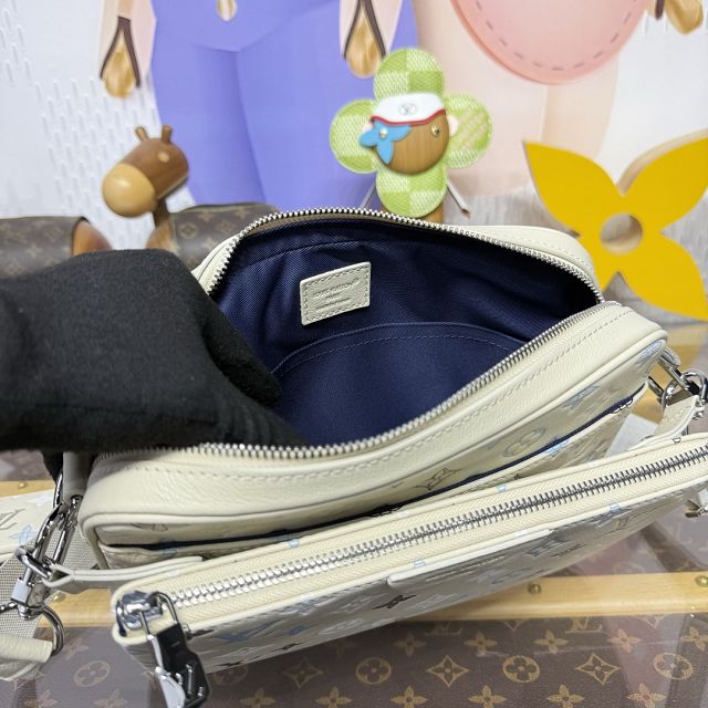 Louis vuitton original calfskin trio messenger bag M28854 white
