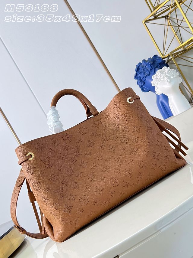 Louis vuitton original mahina leather bella tote bag M27443 brown