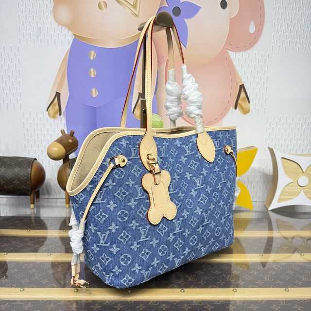 Louis vuitton original monogram denim neverwoof M28052 blue