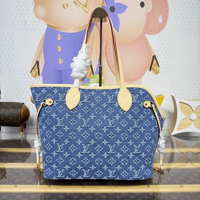 Louis vuitton original monogram denim neverwoof M28052 blue