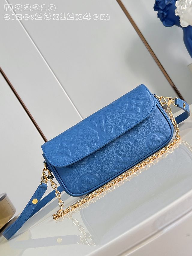 Louis vuitton original calfskin wallet on chain Ivy M82210 blue