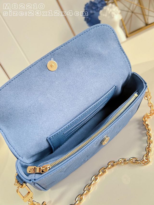Louis vuitton original calfskin wallet on chain Ivy M82210 blue