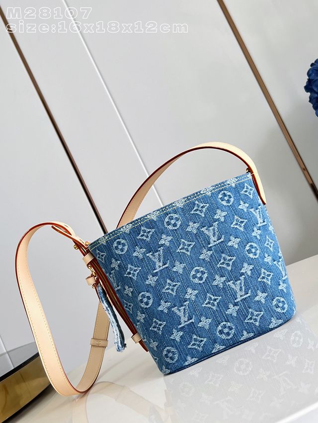 Louis vuitton original denim all in BB handbag M28107 blue