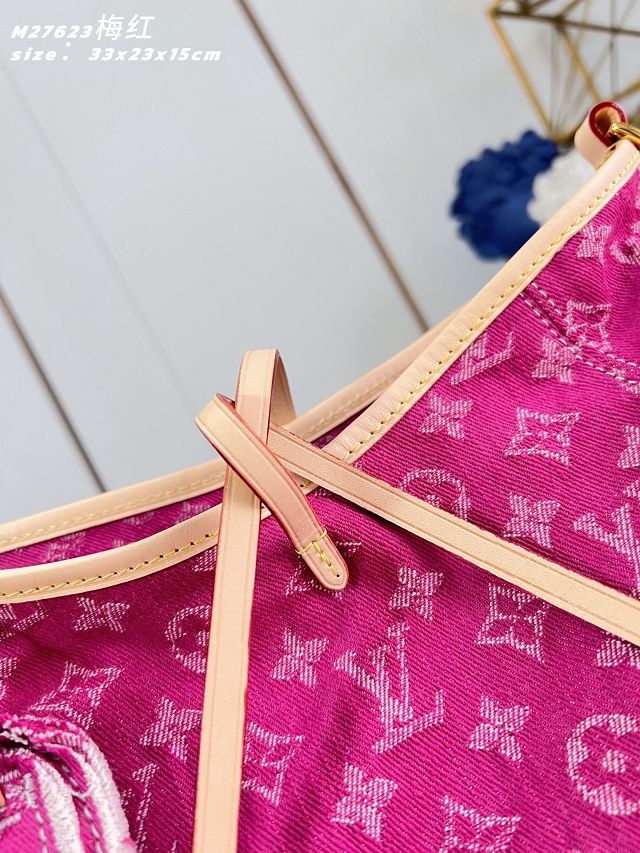 Louis vuitton original denim carryAll cargo PM M27623 fuchsia 