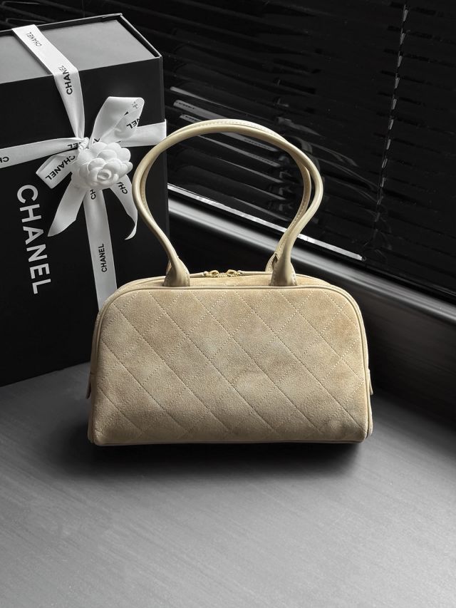 CC suede calfskin medium bowling bag AS6580 beige